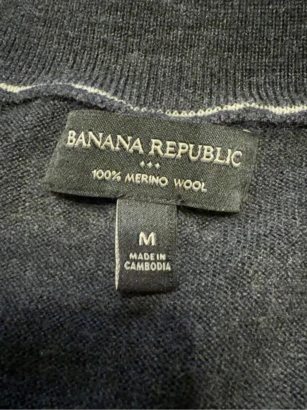 Banana Republic 100% Merino Wool Quarter Zip Sweater Medium Gray